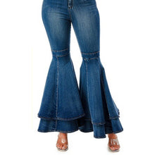 Load image into Gallery viewer, Double Portion Double Layer Denim Bell Bottom Jeans
